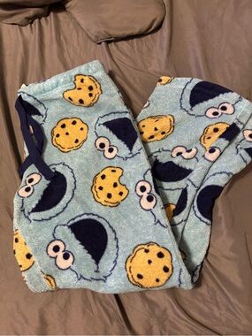Sesame Street Cookie Monster Pajama Pants Blue Fleece - Size Medium